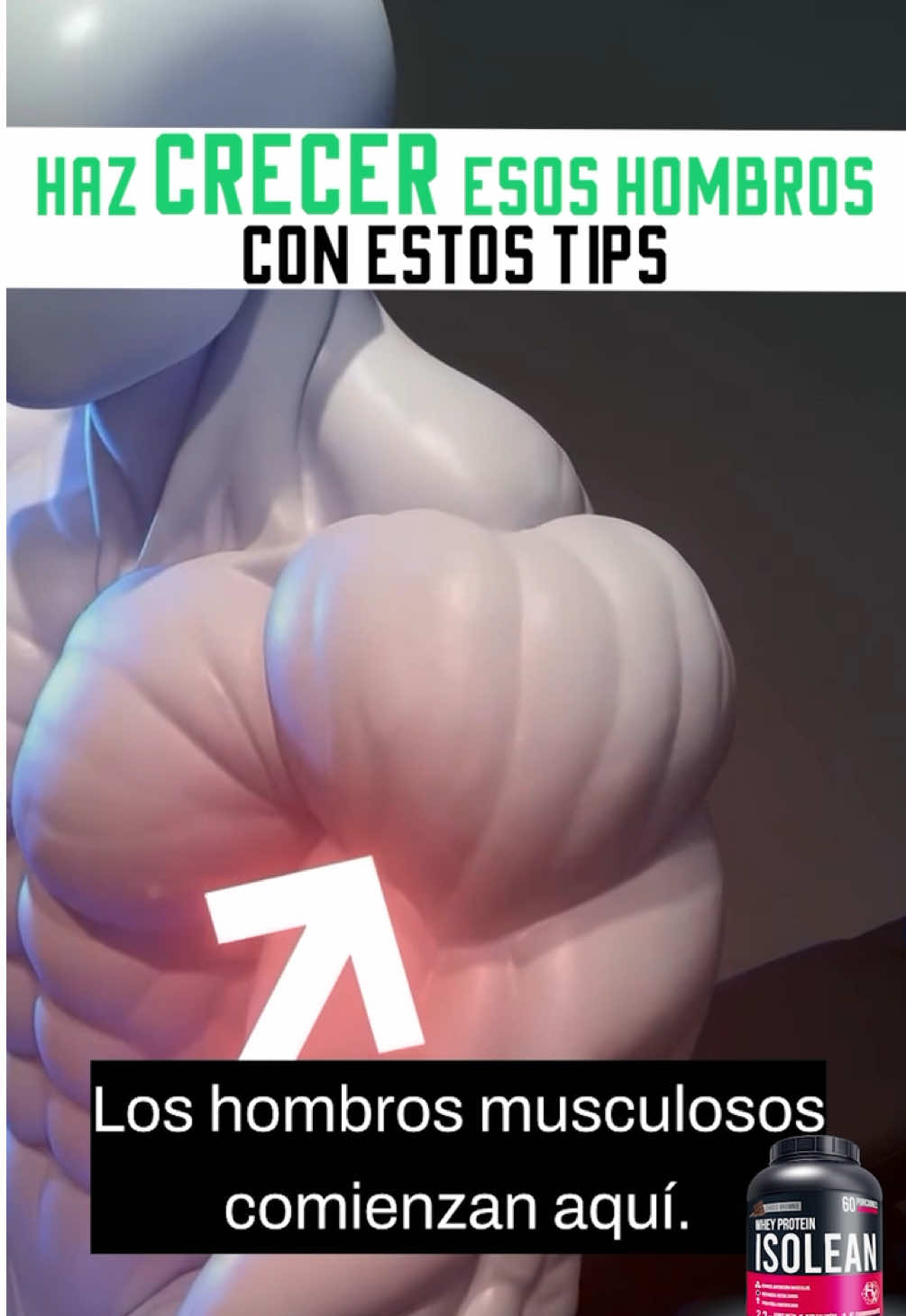 💥 Tips para Entrenar HOMBROS en el Gym 1. 🏋️‍♂️ Empieza con calentamiento dinámico Realiza rotaciones de hombros, bandas elásticas o series ligeras antes de cargar peso para preparar la articulación.  2. 🎯 Entrena todos los ángulos Divide tu rutina en:     * Deltoide frontal (ej. press militar, frontales),      * Lateral (elevaciones laterales),      * Posterior (pájaros, remo alto).  3. 🎛️ Varía los ejercicios y agarres Cambiar entre mancuernas, barra, poleas y máquina te da un estímulo más completo.  4. 🔄 Controla el rango de movimiento Evita rebotes y movimientos rápidos. Sube controlado y baja aún más lento.  5. 🚫 Evita el sobrepeso Si usas demasiado peso, terminarás activando otros músculos o comprometiendo la postura.  #hombro #shoulder #delt #press #dumbell    