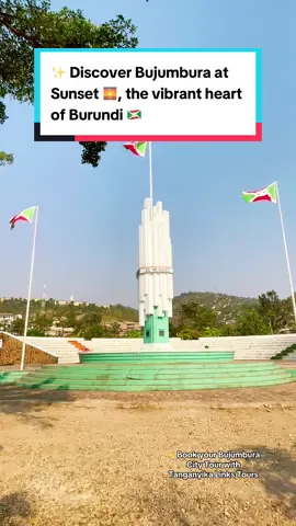 ✨ Discover Bujumbura at Sunset 🌅, the beating heart of Burundi 🇧🇮 every corner tells a story. 🏙️ and breathtaking views come alive. 📍 Stroll past the elegance of the Orthodox Church 📍 Reflect at the Unity Monument in Kiriri 📍 Feel the spiritual heartbeat at Cathedral Regina Mundi 📍 Embrace the vibrant pulse of Downtown Bujumbura Every stop is a story, every view a memory waiting to be made. 🏙️💫 👉 Book your Bujumbura City Tour with Tanganyika Links Tours 🌍 Explore and enjoy with us! 📲 +257 76 119 310 | contact@tanganyikalinkstours.com #bujumbura #sunset #visitburundi #citytour #tourisme @Visit_burundi.af 
