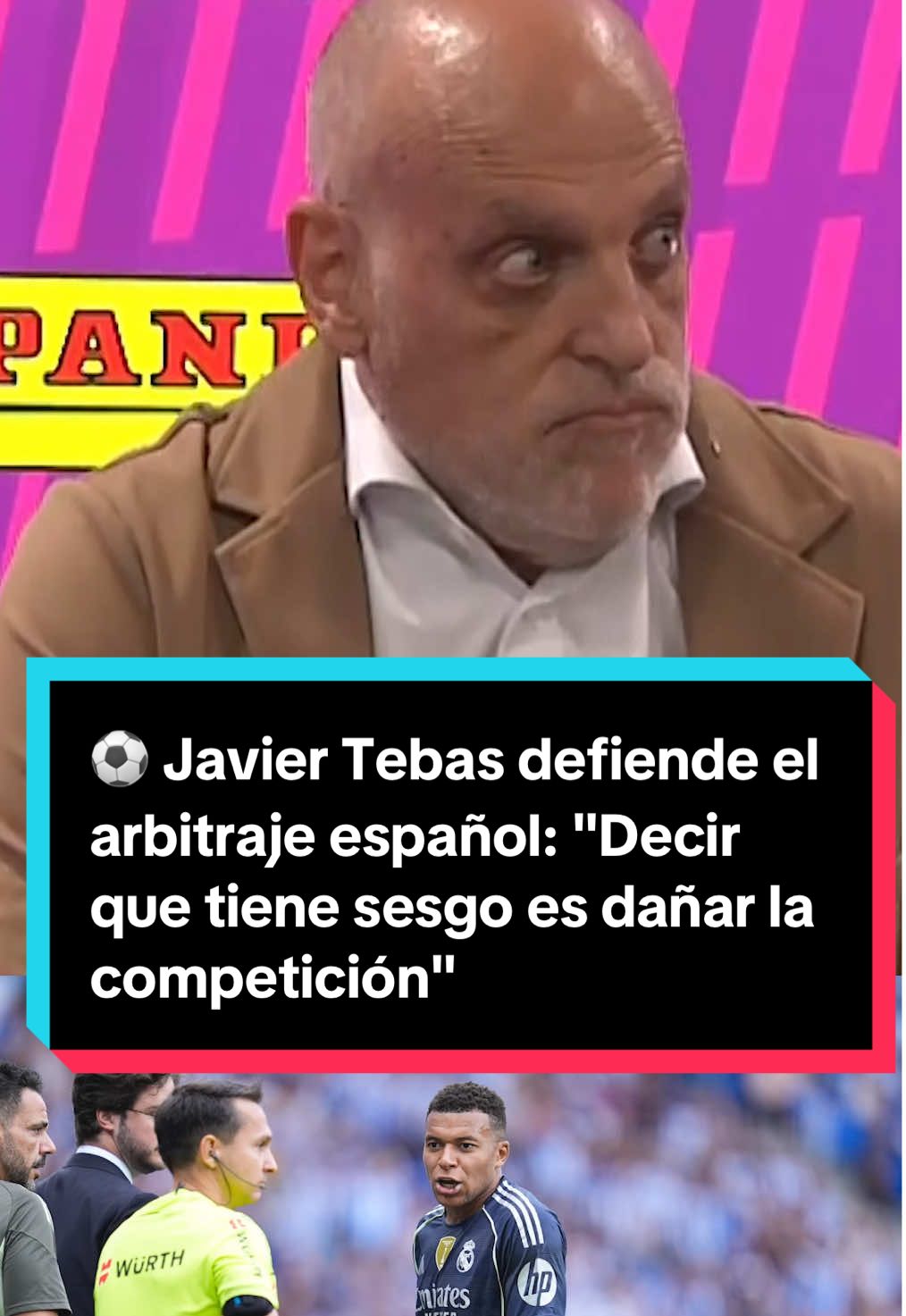 ⚽️ Javier Tebas espera que el dossier que va enviar el Real Madrid a la FIFA incluya datos de todo el arbitraje español, tanto de clubes grandes como de los pequeños. 🗣️ 