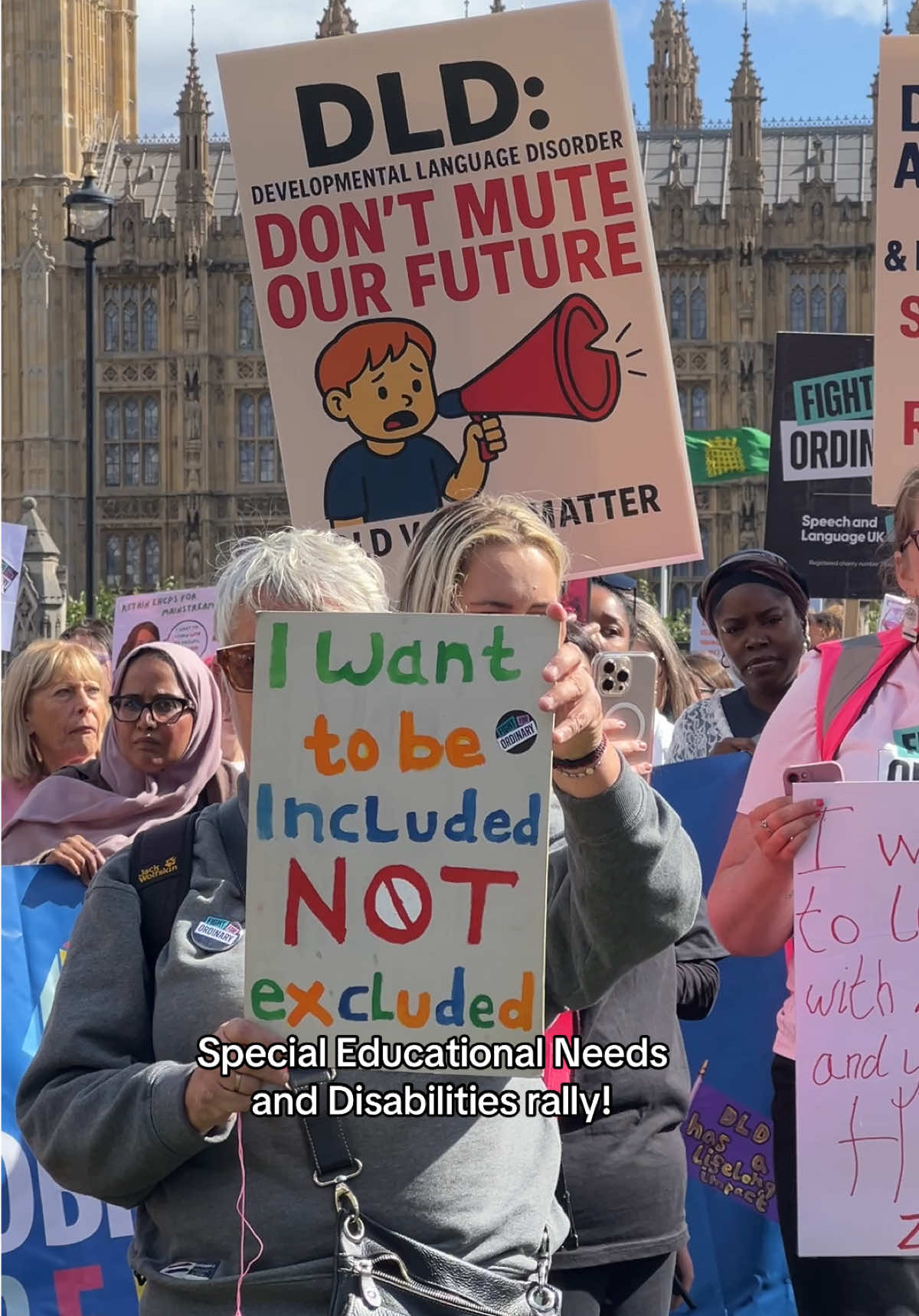 Parents, young people, and campaigners call for urgent SEND (Special Educational Needs and Disabilities) reform at a rally in Parliament Square, Westminster: 'Our children deserve better'. #hiddendisabilities #specialeducational #childrendeservebetter #fyp #childrenvoice 