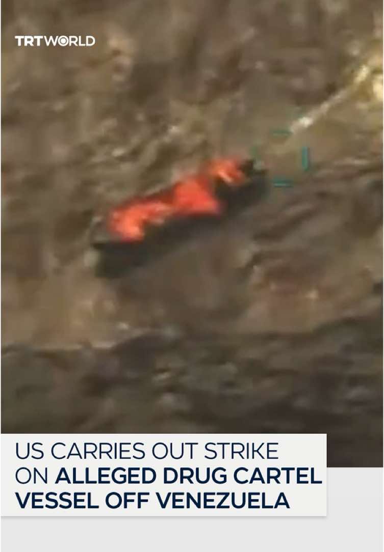New video captures US Air Force and Navy strike on a vessel alleged to carry three cartel members, in the Southern Caribbean, near Venezuela’s coast.
