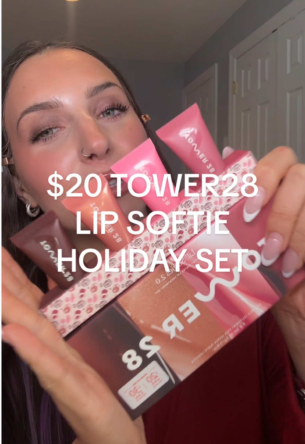 $20 for 4 lip balms! Tower28 dropped this limited edition holiday set, and I’m one of the only people who you’ll be able to shop it with right now 🤭 These taste and smell like dessert! Snag it before it’s gone @Tower 28 Beauty  #tower28 #tower28beauty #lipsofties #lipbalm #holidaygifts 
