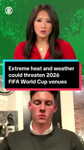 Venues set to host 2026 FIFA World Cup matches are at risk of extreme conditions caused by heat, storms and drought, according to a new report called Pitches in Peril, published by Football for Future and Common Goal. “The effects of it aren’t just on the players … but it’s also how it’s going to affect the fans,” @arsenal goalkeeper Alexei Rojas told CBS News’ Nancy Chen. #Soccer #worldcup #severeweather #fifa #climate 