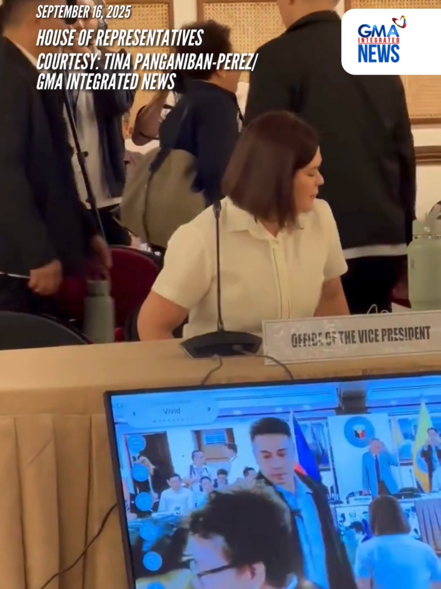 Vice President Sara Duterte has arrived at the Romualdez Hall in the House of Representatives where the deliberations for the OVP's 2026 budget will be held this morning, September 16. | via Tina Panganiban-Perez/GMA Integrated News   #gmaintegratednews #breakingnewsph