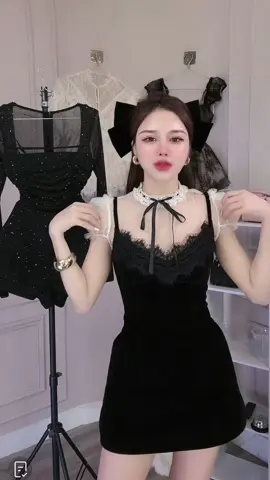 Váy nhung viền ren nơ buộc tiểu thư 🤍 #xoaixoaishop #vayxinh #vaytieuthu #vaynhung #doxinhmoingay 