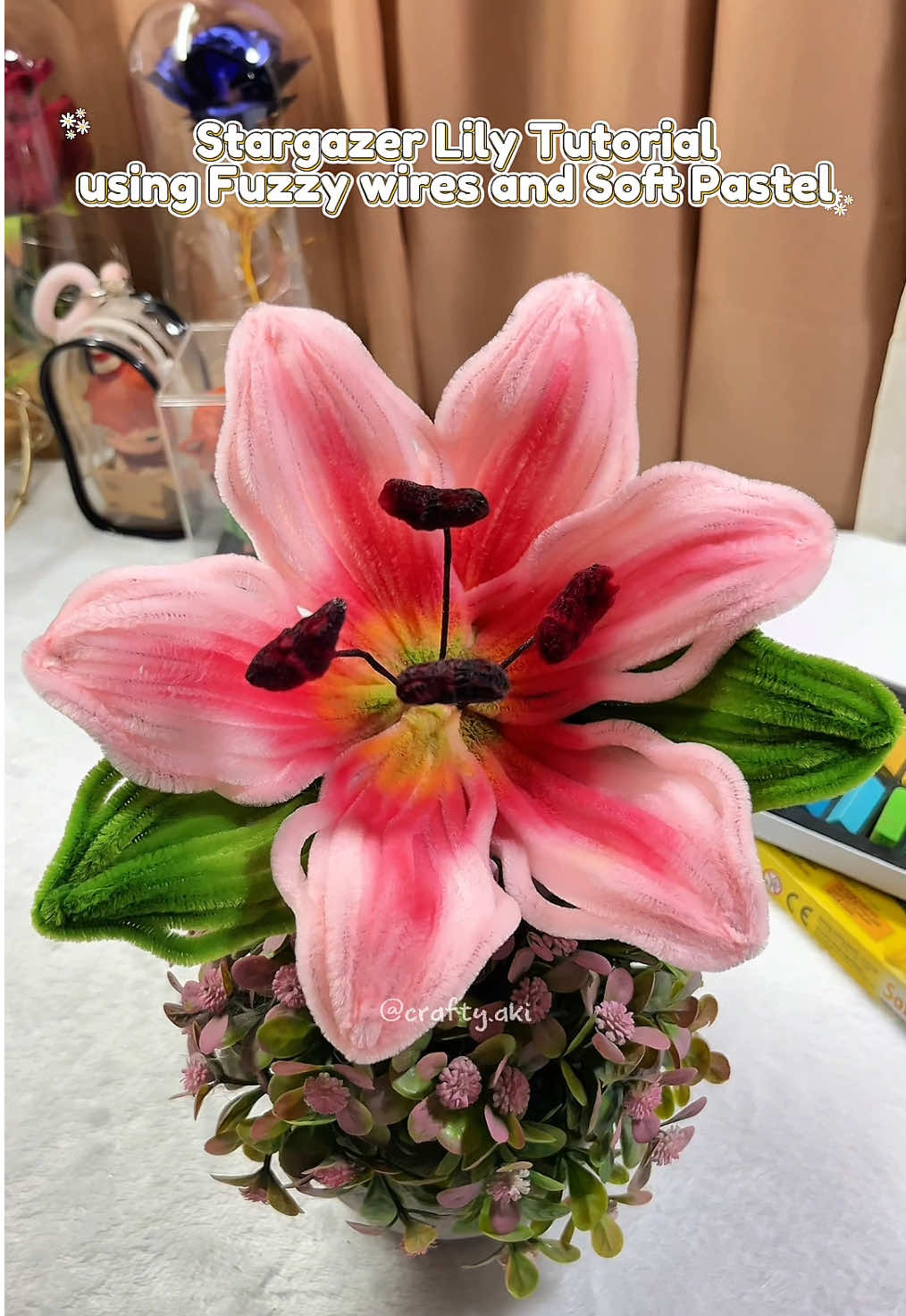 Replying to @CESS'OLSHOP✨ STARGAZER LILY TUTORIAL USING FUZZY WIRES AND SOFT PASTELS #fuzzywire #fuzzywireflowers #fuzzywirebouquet #fuzzywiretutorial #softpastel 