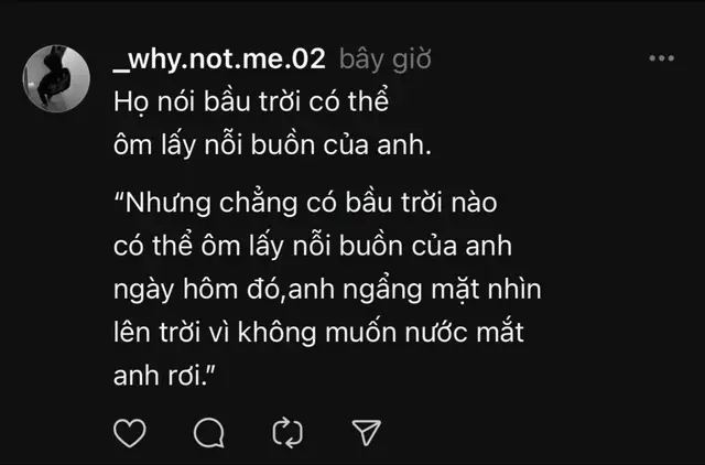 không có bầu trời nào có thể ôm lấy nỗi buồn của anh..