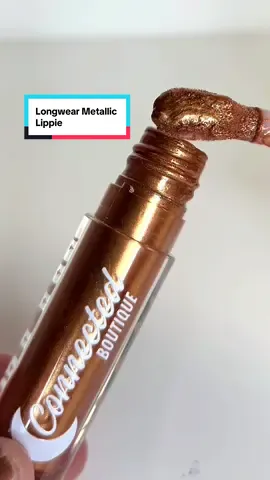 Longwear metallic lipstick that lasts from morning to midnight. This shade is BK, one of our top selling longwear lipsticks. #metallic #lipstick #smudgeproof #beauty #beautyfinds 