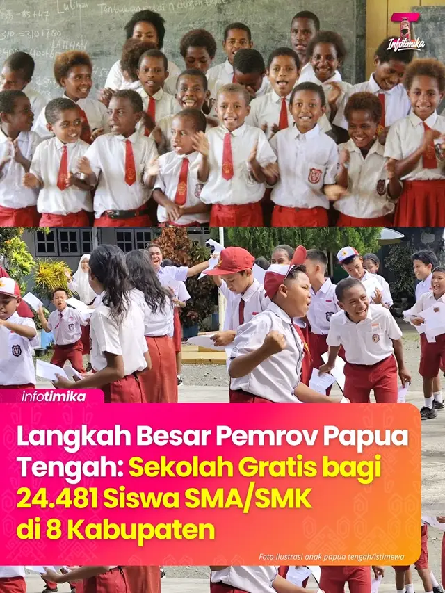 Pemerintah Provinsi Papua Tengah resmi meluncurkan program pendidikan gratis bagi 24.481 siswa SMA/SMK di delapan kabupaten pada 2025. Kebijakan ini mencakup 124 sekolah negeri maupun swasta, dan menjadi langkah strategis dalam meningkatkan Indeks Pembangunan Manusia (IPM) serta mempersempit kesenjangan akses pendidikan. Gubernur Papua Tengah, Meki Fritz Nawipa, menegaskan bahwa program sekolah gratis akan terus diperluas. Pada 2026, kebijakan ini akan mencakup SD dan SMP, sehingga dalam tiga tahun ke depan, seluruh jenjang pendidikan di Papua Tengah ditargetkan bebas biaya. Tak hanya berhenti di situ, Pemprov juga menyiapkan pembangunan Sekolah Sepanjang Hari (SSH) lengkap dengan makan siang gratis, sebagai upaya menekan angka putus sekolah. Selain itu, dukungan pendidikan juga menyentuh jenjang perguruan tinggi. Pemerintah mengalokasikan beasiswa bagi mahasiswa asli Papua maupun non-Papua yang kuliah di Timika dan Nabire, serta membangun asrama sekolah di daerah rawan konflik demi memastikan pendidikan berjalan aman dan layak. “Ini adalah investasi jangka panjang untuk mencetak generasi Papua Tengah yang cerdas, berdaya saing, dan siap menghadapi masa depan,” tegas Gubernur Meki. Bemana menurut kam Timikakerz'🤔 tulis dikolom komentar e .. #anaktimika #timika #timikakerz #papuatengah #timikapapua   