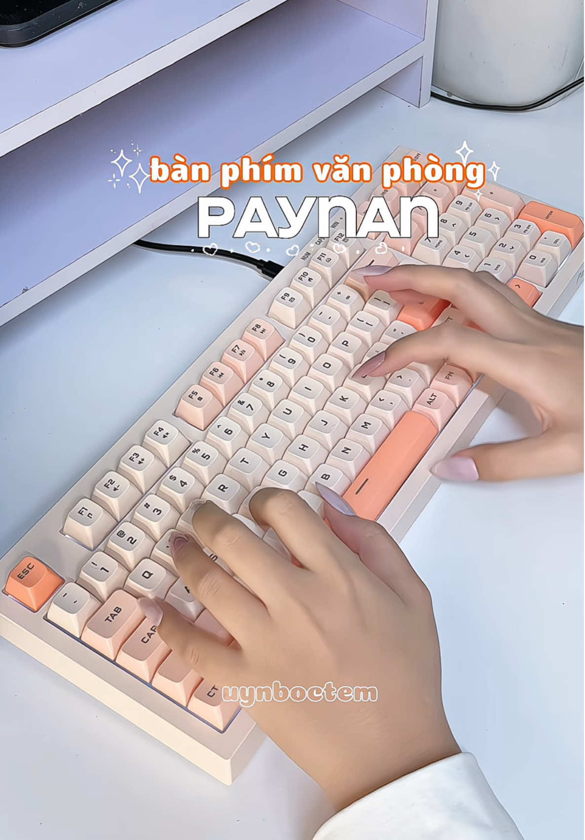 Bàn phím văn phòng gõ êm phù, màu cam đào nhẹ nhàng siu iu🍑 #banphim #banphimvanphong #banphimgiare #banphimmaytinh #bluetooth 