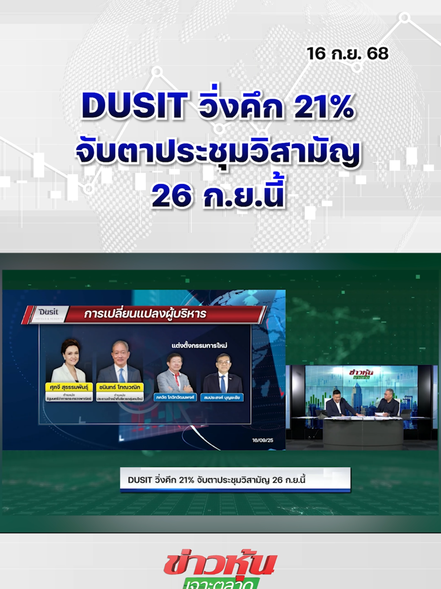 DUSIT วิ่งคึก 21% จับตาประชุมวิสามัญ 26 ก.ย.นี้ #หุ้นเด่น #ข่าวหุ้นเจาะตลาด #ข่าวหุ้น #ข่าวหุ้นธุรกิจออนไลน์ #ข่าวtiktok #kaohoon #kaohoononline #SET #หุ้นไทย #DUSIT