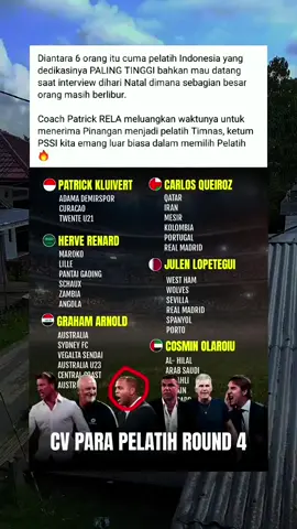Diantara 6 orang itu cuma pelatih Indonesia yang dedikasinya PALING TINGGI bahkan mau datang saat interview dihari Natal dimana sebagian besar orang masih berlibur. Coach Patrick RELA meluangkan waktunya untuk menerima Pinangan menjadi pelatih Timnas, ketum PSSI kita emang luar biasa dalam memilih Pelatih 🔥#beritabolaterbaru #disponsori #updatebolaterbaru #patrickkluivert🇳🇱 #pelatihindonesia🇮🇩🇮🇩 