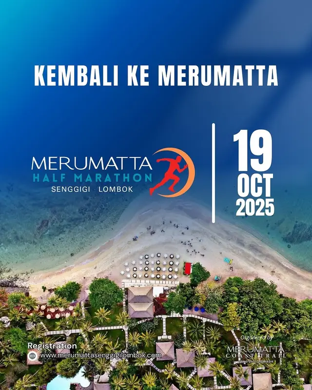 🗓️Minggu, 19 Oktober 2025 🏃‍♂️5K, 10K, dan Half Marathon 🏠Merumatta Hotel Senggigi, Lombok Barat, NTB  Cek selengkapnya di sini 👇 https://jadwallari.id/events/merumatta-half-marathon/ cr: @merumatta_halfmarathon #JadwalLari #KalenderLari #InfoLari #EventLariLombok #MerumattaHalfMarathon2025