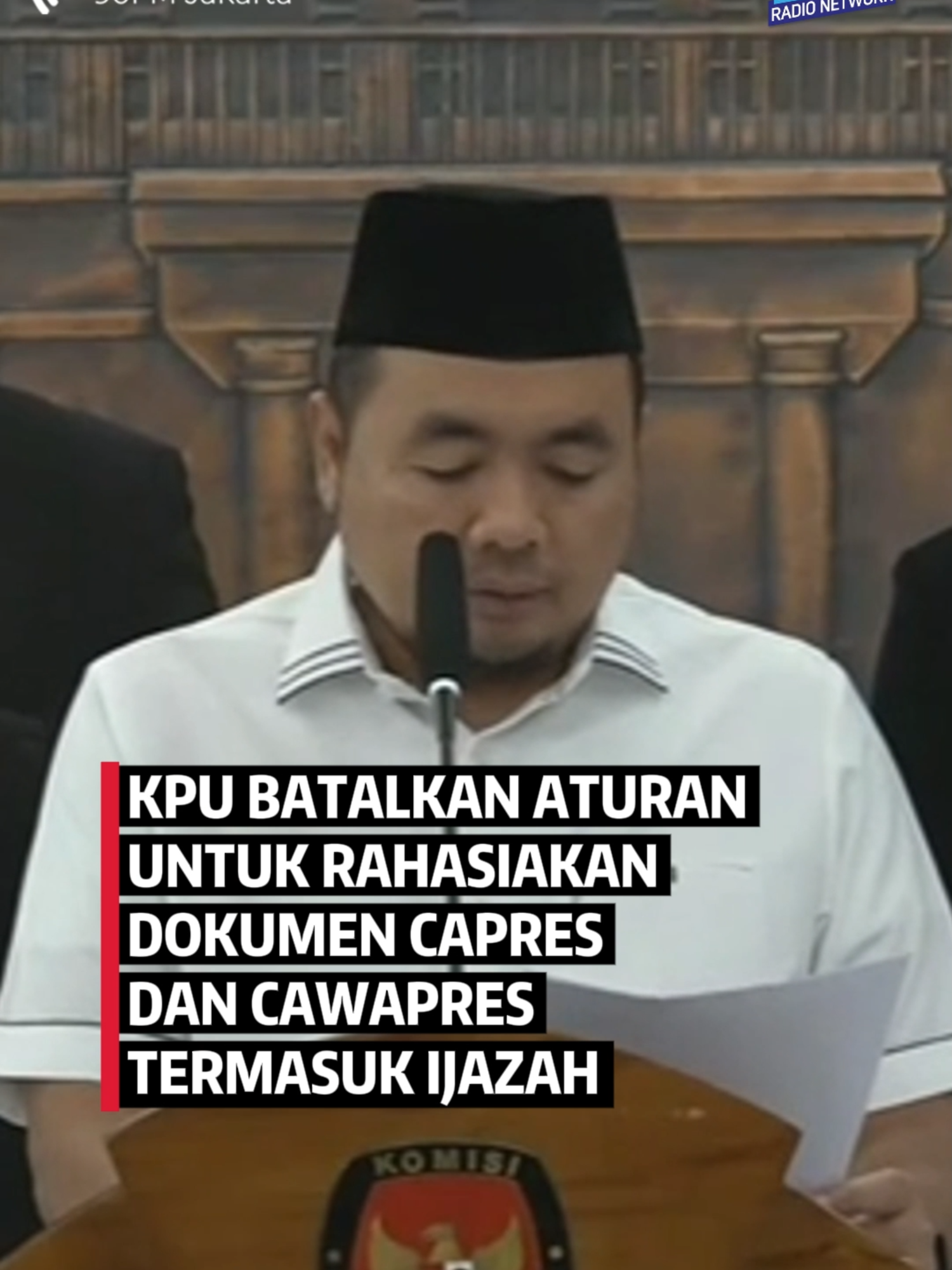 Komisi Pemilihan Umum (KPU) membatalkan Keputusan KPU Nomor 731 Tahun 2025 yang berisi ketentuan tentang 16 dokumen syarat pendaftaran Capres dan Cawapres sebagai informasi yang tidak bisa dibuka untuk publik tanpa persetujuan dari pihak terkait. 
