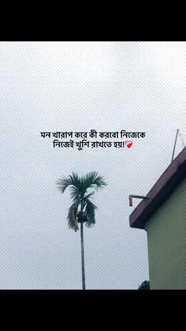 মন খারাপ করে কী করবো নিজেকে নিজেই খুশি রাখতে হয়!❤️‍🩹 #foryou #banglacaption #sadcaption #emotionalvideo #fyp 