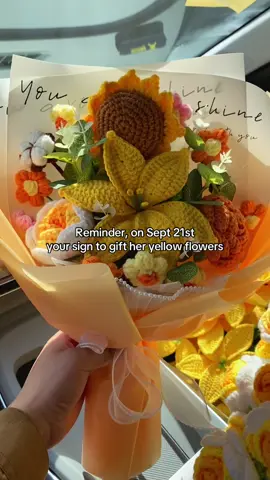 Our crochet bouquets are perfect gifts for September 21st. Just 2-3 days for delivery from Kentucky, USA. #tiktokshoprestock #september21 #forhispage #yellowflowers #forhispage 