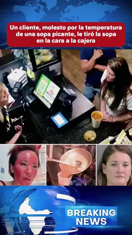 Un cliente, molesto por la temperatura de una sopa picante, le tiró la sopa en la cara a la cajera #prison #court #crime #fyp #foryou 