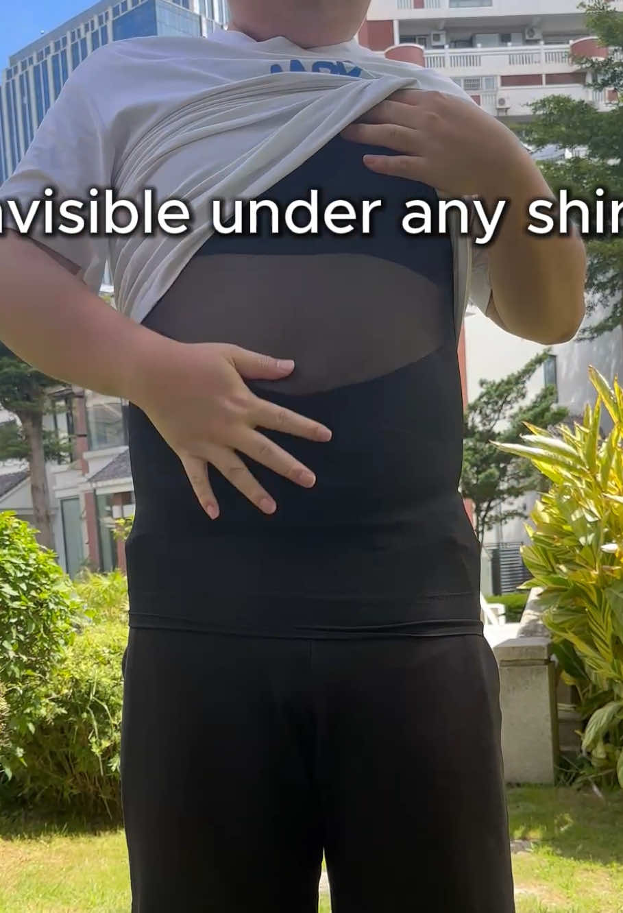 He Put On This Vest… Instantly Looked Slimmer! #CompressionShirt #FitnessStyle #MensOutfit #ConfidenceUp #ShapewearForMen