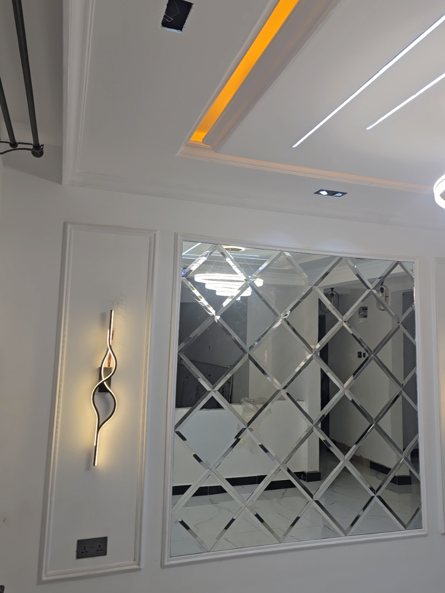 dinning ceiling dinning wall decor  transforming every space to a master piece  wainscoting perfect blend with bevelled mirrors 