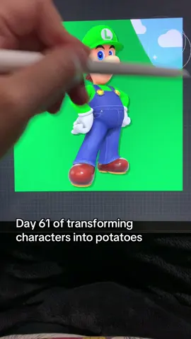 It's-a me, Potato Luigi! 💚 #luigi #mariobros #100potatochallenge #arttok #gameart 