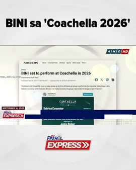 BINI sa 'Coachella 2026'. #tvpatrolexpress #abscbnnews #news #newsph
