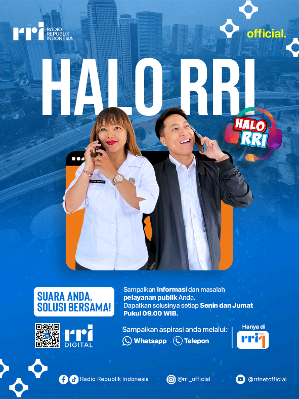 Halo Sobat RRI! Punya informasi, aspirasi atau masalah soal pelayanan publik di kota kamu? Jangan dipendam sendiri, yuk sampaikan di program Halo RRI – Suara Anda, Solusi Bersama. Bersama narasumber dan pihak terkait, kita cari solusi terbaiknya langsung di udara. -Setiap Senin & Jumat. -Pukul 09.00 WIB. -Siaran Pro1 RRI. Karena suara dari Sobat RRI adalah semangat kami untuk menghadirkan perubahan. Tetap update dengan informasi terkini melalui siaran Radio Republik Indonesia dengan unduh aplikasi RRI Digital di App Store dan Play Store untuk akses berita, hiburan, musik dan siaran RRI di manapun dan kapanpun! #RRIOfficial #RRIDigital #SekaliDiUdaraTetapDiUdara #RadioRepublikIndonesia #RRIUntukIndonesia     