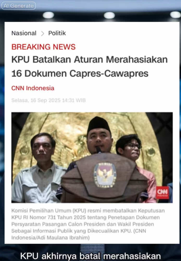 Hampir saja kita kecolongan dengan aturan tidak masuk akal dati KPU. #aistory #kpu #indonesia #bismillahfyp 