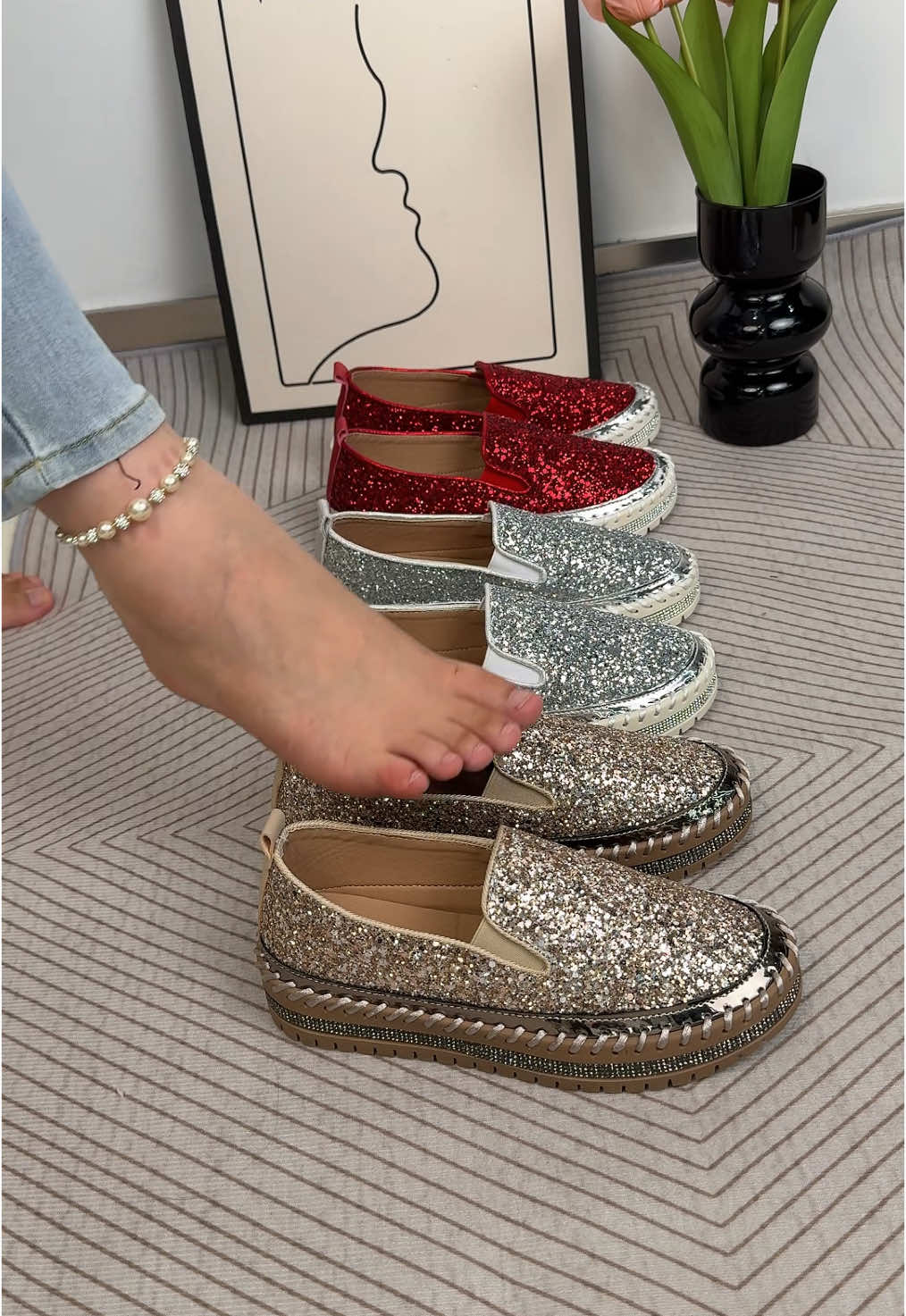 Women's Rhinestone Bow Decorated Slip on Loafers, Trending Shoes, Fashionable Glitter Design Loafers for Daily Wear, Casual Comfortable Shoes for Women & Girls #dailywear #shoes #comfortable ##fashionable #dailywear #casualfit #shoesfashion #july4th #julydeals 