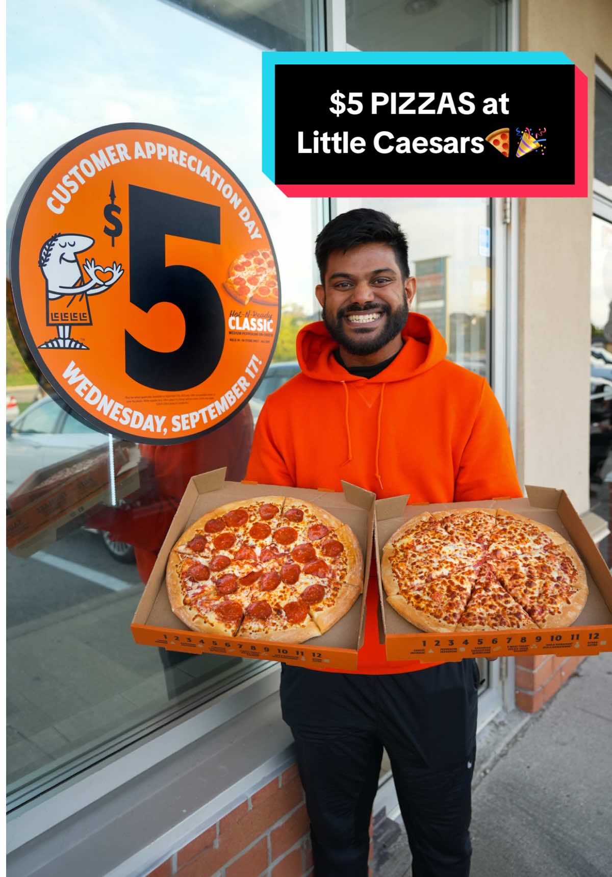 On September 17th, celebrate Customer Appreciation Day with @Little Caesars🍕🎉 Hot-N-Ready Medium Classic Cheese or Pepperoni Pizzas are just $5; all day long, in-restaurant, walk-in only😁 🗓️ Mark your calendars, bring your appetite, and don’t miss out on this one-day-only deal 🎉 #LittleCaesars #CustomerAppreciationDay #ad #Pizza #pizzatiktok 