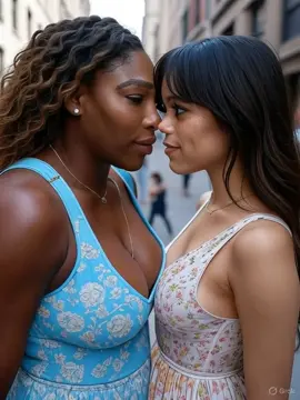 Jenna Ortega x Serena Williams Lesbian Kissing 3 #AI #AIart #AIvideo #yuri #lesbian 