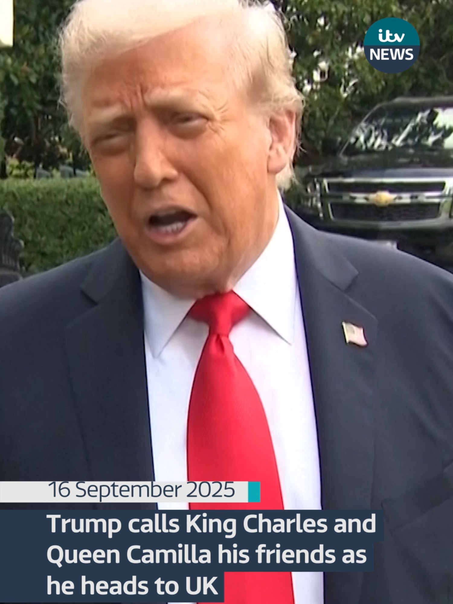 Trump calls King Charles and Queen Camilla his friends as he heads to UK #news #itvnews