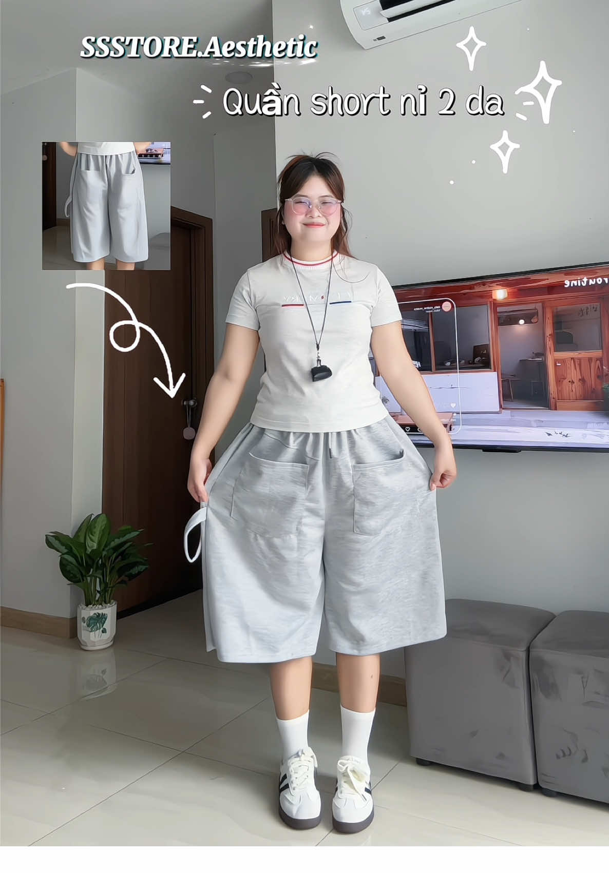 Quần short nỉ hai da , dày dặn , lên form như ảnh mẫu mặc #reviewbigsize #outfit #xuhuong 