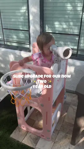 She’s had her baby slide for over a year now and this was a perfect upgrade! #toddlersoftiktok #kidsslide #slide #toddlertoys #giftideasforkids 
