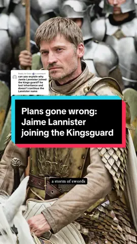 Replying to @Cass 🫐 Plans gone wrong: Jaime joining the Kingsguard #asoiaf #asongoficeandfire #jaimelannister #cerseilannister #gameofthrones #kingsguard #tywinlannister #aerystargaryen #cersei #jaime 