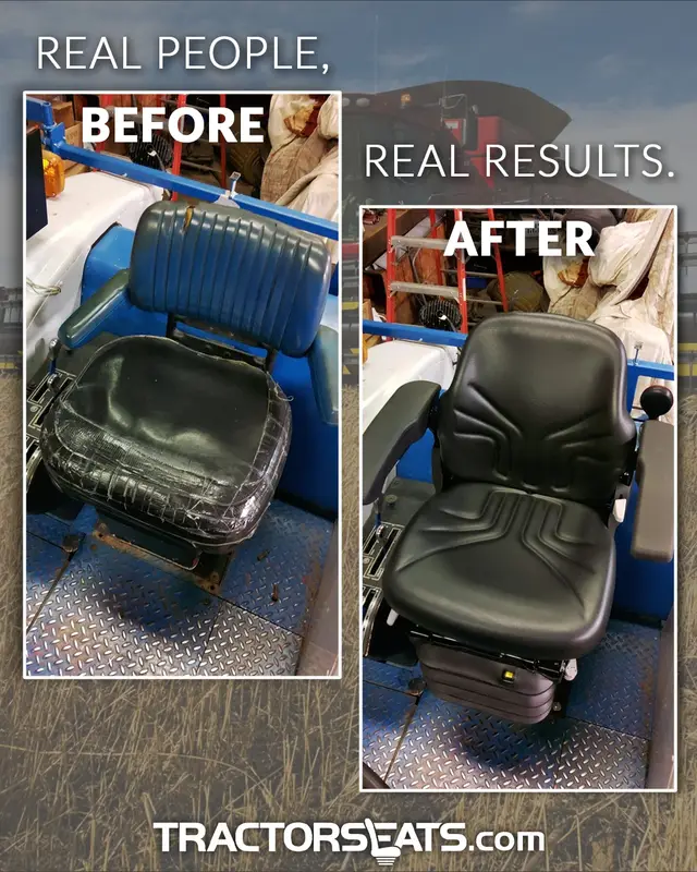 From cracked, uncomfortable, and worn out. 👎 To durable, supportive, and ready for harvest. 👍 It’s time to make the switch. Real people. Real upgrades. Real comfort. See why farmers trust K&M for their tractor seating needs #farmupgrades #tractorupgrade #tractorseat #farmtok #farmingessentials