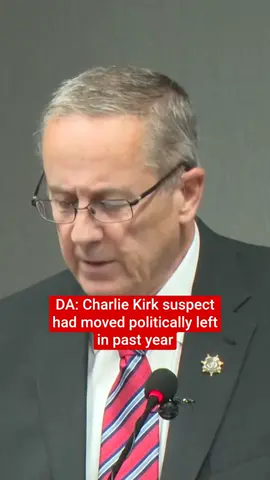 Tyler Robinson, the suspect in the killing of conservative influencer Charlie Kirk, had moved politically left in the past year, according to his mother, the Utah County District Attorney announced at a press conference where he laid out charges. Click link in bio for more 🔗