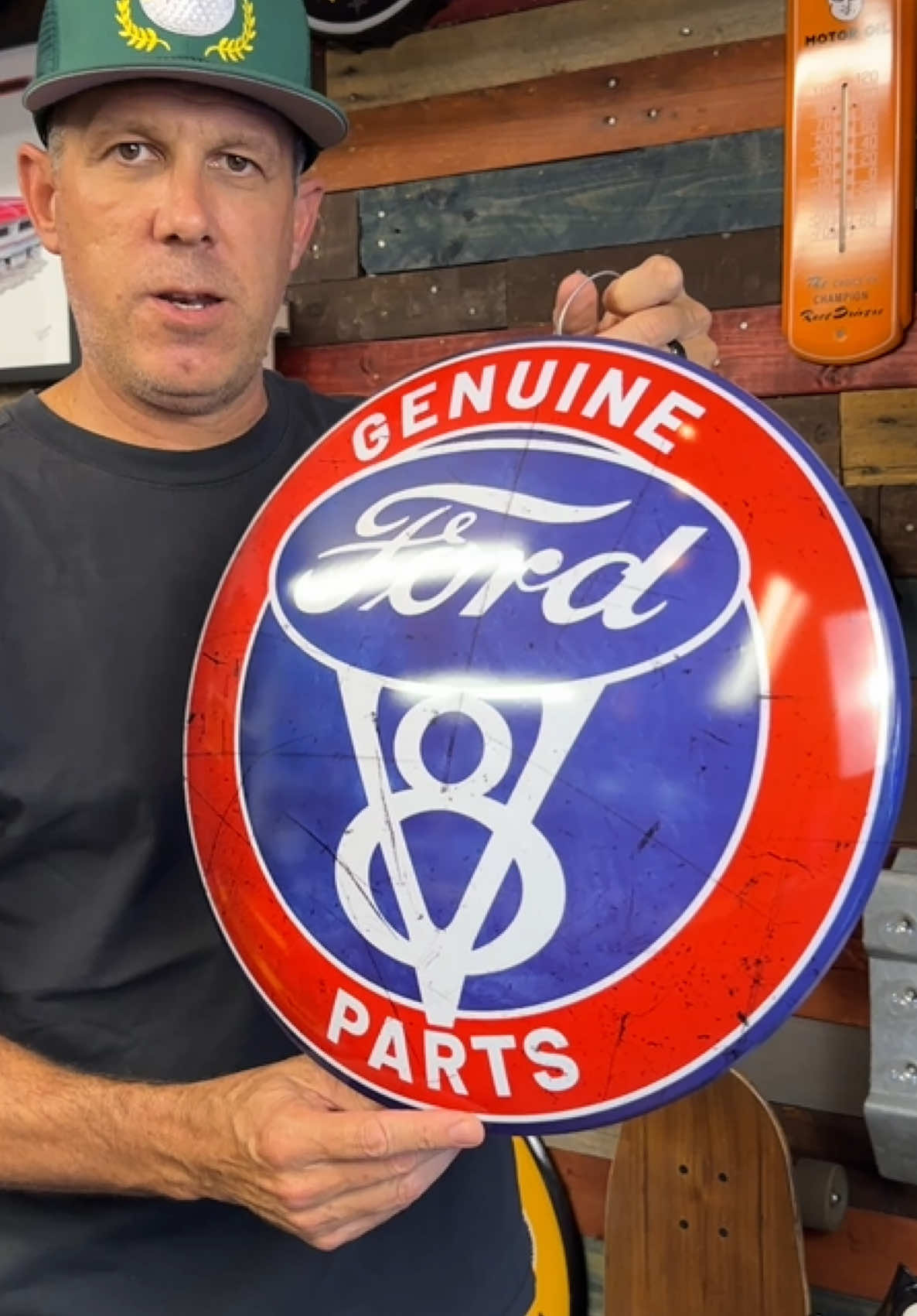 Ford V-8 Genuine Parts 16” Man Cave Dome Sign! #Ford #mancave #walldecor #homedecor #giftsforhim 