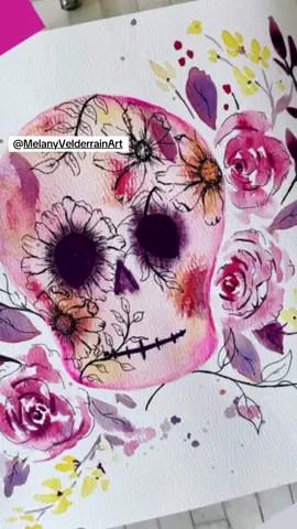 LIVE - Doing some inky skeletons today - get there 💀🌸🩷 #watercolor #fyp #live #spookyseason