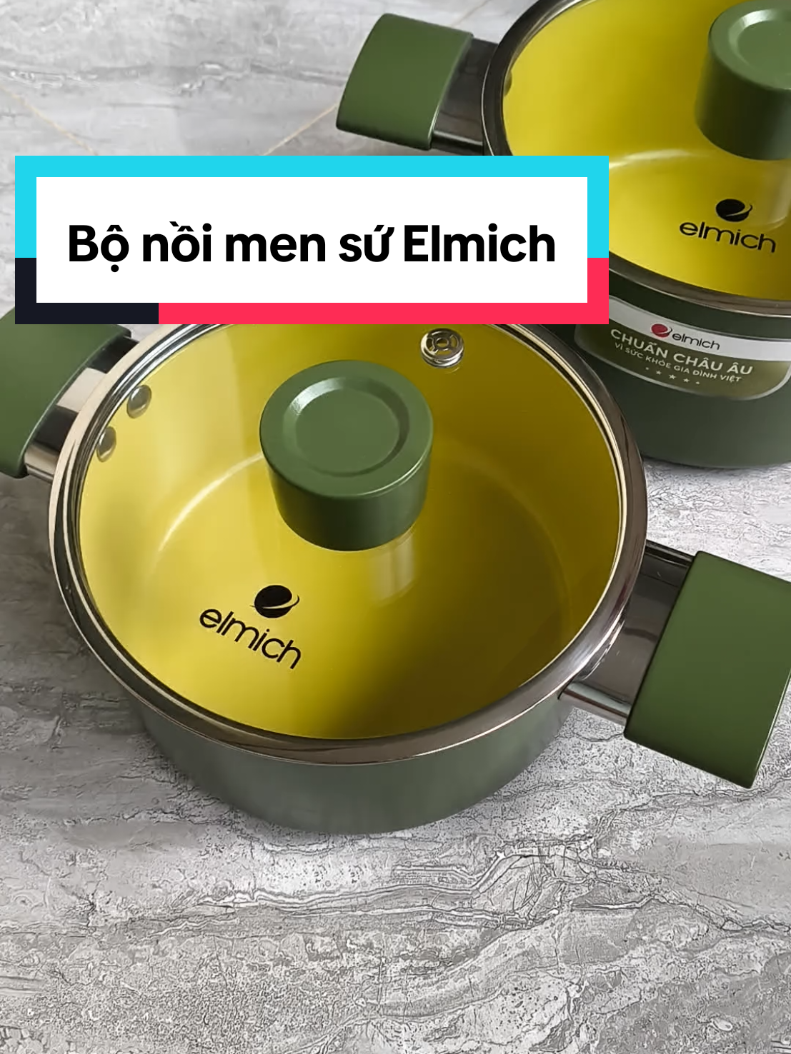 Bộ nồi men sứ cao cấp Elmich. 18.20.24cm. Men sư ILag Thụy Sỹ chống dính an toàn. Đun được mọi loại bếp. #bonoi #nồi #xuhuong #dobep #Elmich 