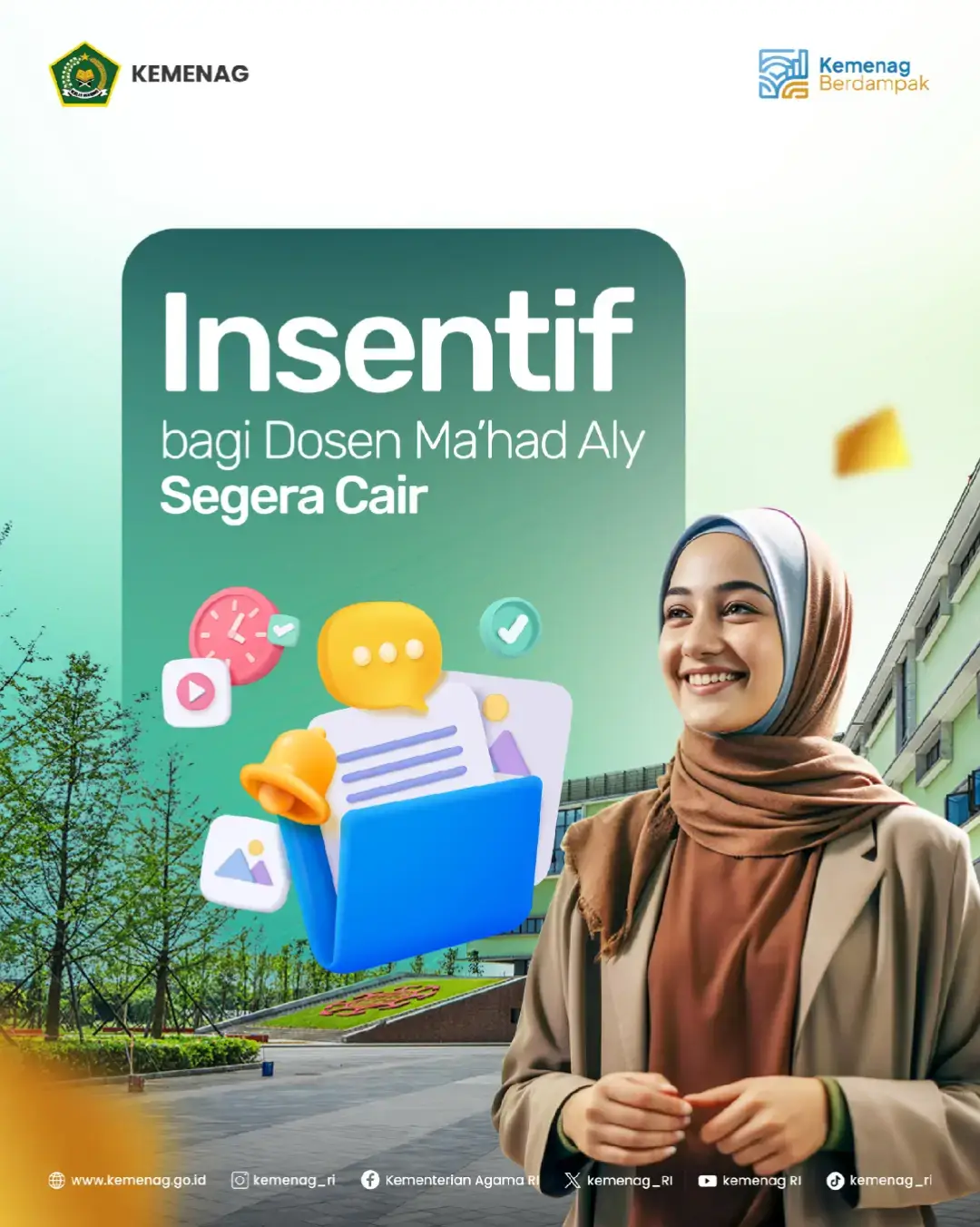 Kementerian Agama akan segera mencairkan insentif bagi 670 dosen Ma’had Aly di seluruh Indonesia dengan total anggaran mencapai Rp1,675 miliar. Dirjen Pendidikan Islam, Suyitno, menegaskan bahwa insentif ini adalah langkah strategis untuk mengokohkan posisi Ma’had Aly sebagai pendidikan tinggi berbasis pesantren yang berdaya saing global. Ini adalah bentuk pengakuan negara terhadap peran penting para dosen. Baca selengkapnya dengan scan QR Code atau kunjungi www.kemenag.go.id #Kemenag #Ma'hadAly #InsentifDosen #PendidikanPesantren #KemenagBerdampak