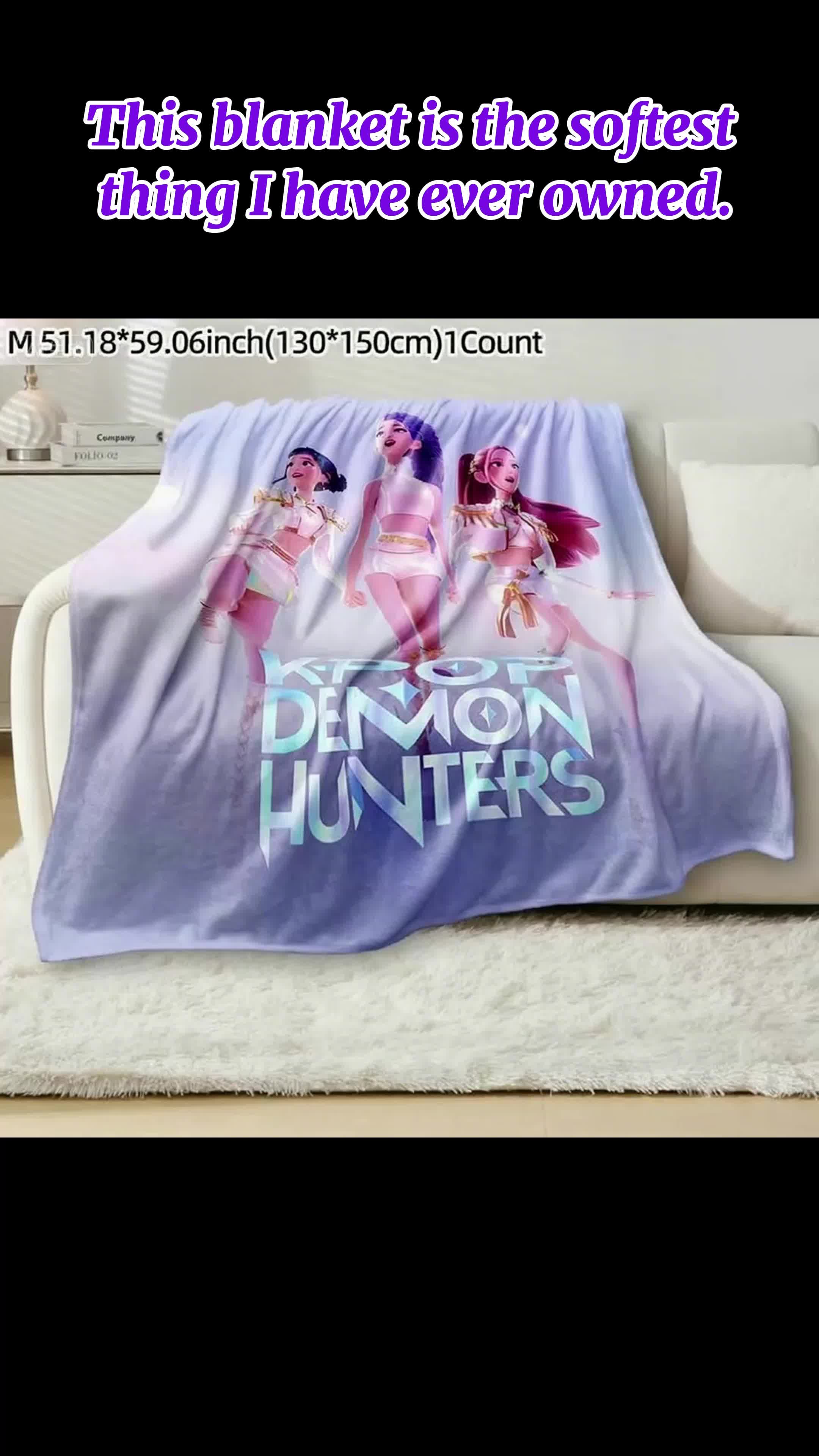 This blanket is the softest thing I have ever owned. K-Pop Demon Hunter #blankets #cuteblanket #halloweenblanket #footballblanket #customblanket #musthaveblanket #kidsblanket #kidsblankets #hellokittyblanket #animeblanket