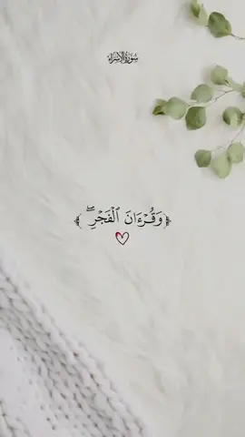 #قران_الفجر_راحة_نفسيه🌸 #‏﴿ إنّ قُرآن الفجْرِ كان مشْهُودًا ﴾ ‏لن تذبل روحاً صار لها القرآن ساقيًا .❤️