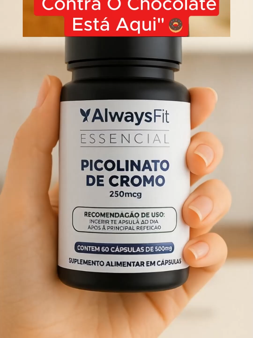 Picolinato de Cromo 250 Mcg 60 cápsulas da Always Fit. Promoção no TikTok! ⚠️ Este vídeo é apenas informativo. Antes de usar qualquer suplemento, consulte seu médico ou nutricionista. #picolinatodecromo #saudebemestar #saudepreventiva #cromo #compulsaopordoces