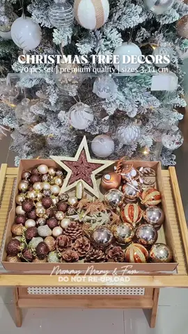 70pcs Christmas Tree Decors 🟤✨🌟 #christmasdecor #christmasornaments #christmasballs #christmasgiftideas #christmastree 