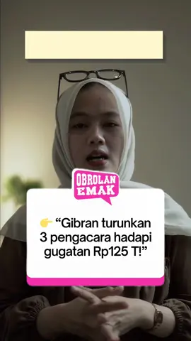Rp125 triliun bukan angka kecil. Gibran resmi mengerahkan 3 pengacara dari AK Law Firm untuk menghadapi gugatan yang menyoal soal ijazah SMA dan legalitas pencalonannya sebagai Wapres.   Sidang perdana di PN Jakarta Pusat ditunda, dan akan dilanjutkan pada 22 September mendatang.   👩‍👩‍👧 Follow Obrolan Emak 👉 biar gak ketinggalan kabar panas!   📰 Sumber: CNN Indonesia, Katadata   #ObrolanEmak #GibranRakabuming #Rp125Triliun #SidangJakpus #BeritaViral #DramaPolitik #UpdateHariIni