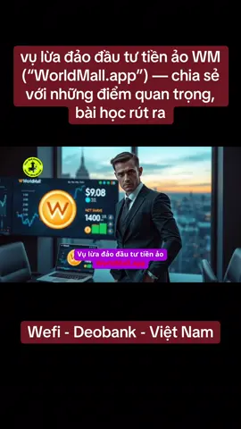 bài báo về vụ lừa đảo đầu tư tiền ảo WM (“WorldMall.app”) — chia sẻ với anh những điểm quan trọng, bài học rút ra, và cách cảnh báo đội ngũ của WeFi để không bị rơi vào bẫy tương tự: ⸻ 🔍 Bản chất vụ án Nó là gì? 	•	Nhóm do Bùi Quang Minh cùng đồng phạm dựng lên dự án tiền ảo “WorldMall.app” (đồng WM), tuyển người đầu tư bằng cách hứa lợi nhuận cao (8-21%/năm).   	•	Họ quảng cáo có CEO / đội ngũ nước ngoài, có công nghệ cao, tổ chức hội thảo, livestream để thu hút người đầu tư.   	•	Số tiền huy động từ người dân là rất lớn, trên cả nước. Vụ án đang được Công an Hà Nội + Cục Cảnh sát hình sự phối hợp điều tra, khởi tố nhiều bị can.   Tại sao lại cần nó / vì sao nó nguy hiểm? 	•	Lợi nhuận cao vượt mức thực tế là dấu hiệu rõ của mô hình lừa đảo. 	•	Việc dùng tên CEO nước ngoài, “công nghệ cao”, livestream + hội thảo làm tăng độ tin cậy giả tạo, đánh vào lòng tham + thiếu hiểu biết của nhiều người. 	•	Khi sự thật được phơi bày, người đi sau (những người đầu tư sau) chịu thiệt hại lớn. 	•	Nó làm ảnh hưởng uy tín ngành tiền số / blockchain nói chung — người ngoài nhìn vào sẽ đánh đồng tất cả là lừa đảo. ⸻ 🛠️ Cách thức hoạt động 	•	Khởi tạo phần mềm + đồng WM để thu hút người đăng ký.   	•	Livestream, hội thảo để quảng bá, dẫn dắt cảm giác “cơ hội lớn”.   	•	Quảng bá rằng có CEO nước ngoài, đội ngũ chuyên nghiệp để tăng niềm tin.   	•	Hứa lãi suất cố định cao (8-21%/năm) để kích thích đầu tư.   ⸻ ⚠️ Bài học rút ra & cảnh báo Dấu hiệu cảnh báo	Giải thích	Ví dụ ngược thinking Lợi nhuận hứa hẹn quá cao so với thị trường	Chỉ có mô hình Ponzi / lừa đảo mới “hứa hẹn lợi nhuận ổn định cao” mà không rõ ràng con đường sinh lời	Nếu một nền tảng nói bạn sẽ lãi 20-30%/năm khi “chỉ có đầu tư nhỏ”, hãy nghĩ ngược là phải có ai trả cho bạn từ ai – nếu không có mô hình trả trước, sẽ sập Tổ chức hội thảo / livestream + CEO người nước ngoài	Tạo cảm giác “xịn” để người ta tin, nhưng thực ra chỉ là “trang sức bên ngoài” che lấp bên trong rỗng	Ví dụ: nói có đối tác nước ngoài, nhưng chỉ là ảnh chụp / video quay lại, không có giấy tờ, không có kiểm chứng Không rõ quy trình rút tiền / thanh khoản	Khi đầu tư, nếu bạn không kiểm tra được “cách rút”, “phí”, “thời gian xử lý”, đó thường là nơi nhóm lừa đảo núp sau	Nghĩ ngược: nếu bạn muốn rút ngay, họ trì hoãn bằng đủ lý do ⸻ 🧠 Ví dụ minh hoạ 	1.	Ví dụ 1: Có một đồng tiền ảo mới quảng cáo rằng mỗi tháng lợi nhuận là 15%, công nghệ “blockchain riêng”, CEO nước ngoài, không có whitepaper minh bạch: rất khả năng cao là lừa đảo. 	2.	Ví dụ 2: Bạn được mời tham gia một hội thảo đầu tư — nói rằng người tham gia trước đó đã lời hàng trăm triệu — nhưng khi bạn hỏi “đã rút được tiền chưa?”, họ vòng vo hoặc đợi đến khi bạn đầu tư lớn. 	3.	Ví dụ 3: Có một app gọi vốn đầu tư, mọi thông tin đều “nóng”, “gấp rút”, khuyến khích bạn mời thêm người để được thưởng — đây là dấu hiệu của đa cấp tài chính trá hình. ⸻ 📚 Câu chuyện minh họa – “Chuyến xe WorldMall” Đầu năm 2025, chị Lan nghe quảng cáo về WorldMall: “lãi 12%/năm, CEO nước ngoài, công nghệ hiện đại…” Chị bỏ 50 triệu đồng vào “gói đầu tư”. Ban đầu chị được trả vài trăm nghìn, làm chị tin tưởng. Sau đó chị rút gói nhỏ, thấy trục trặc, rồi khi đòi rút gói lớn hơn thì bị trì hoãn, lý do nọ lý do kia. Chị mời em, mời bạn vào, bạn vào, vòng luẩn quẩn. Cuối cùng, sau khi Công an vào cuộc, chị biết mình bị lừa – số tiền 50 triệu không đòi lại được toàn bộ. ⸻ 💡 Tư duy ngược – Giải pháp chuyên gia Một chuyên gia không chỉ dừng lại ở “không mắc lừa” mà hãy nghĩ: 	•	Nếu bạn là người dựng dự án lừa đảo, bạn sẽ làm gì để che mắt người khác? → từ đó tìm phương án kiểm soát, kiểm tra. 	•	Nếu bạn là luật sư / kiểm toán, làm thế nào để xác minh được các cam kết và thông tin của dự án? Whitepaper có rõ ràng không, có bên thứ ba kiểm chứng không, có lịch sử hoạt động thực tế không? 	#xuhuong❤#xuhuong❤️ #xuhuonga#WeCapital #DeoBankt#WeFilinktr.ee/Masterpham369 https://linktr.ee/WefiMasterOnline369 https://app.wefi.co/register?ref=h1cf0oda26