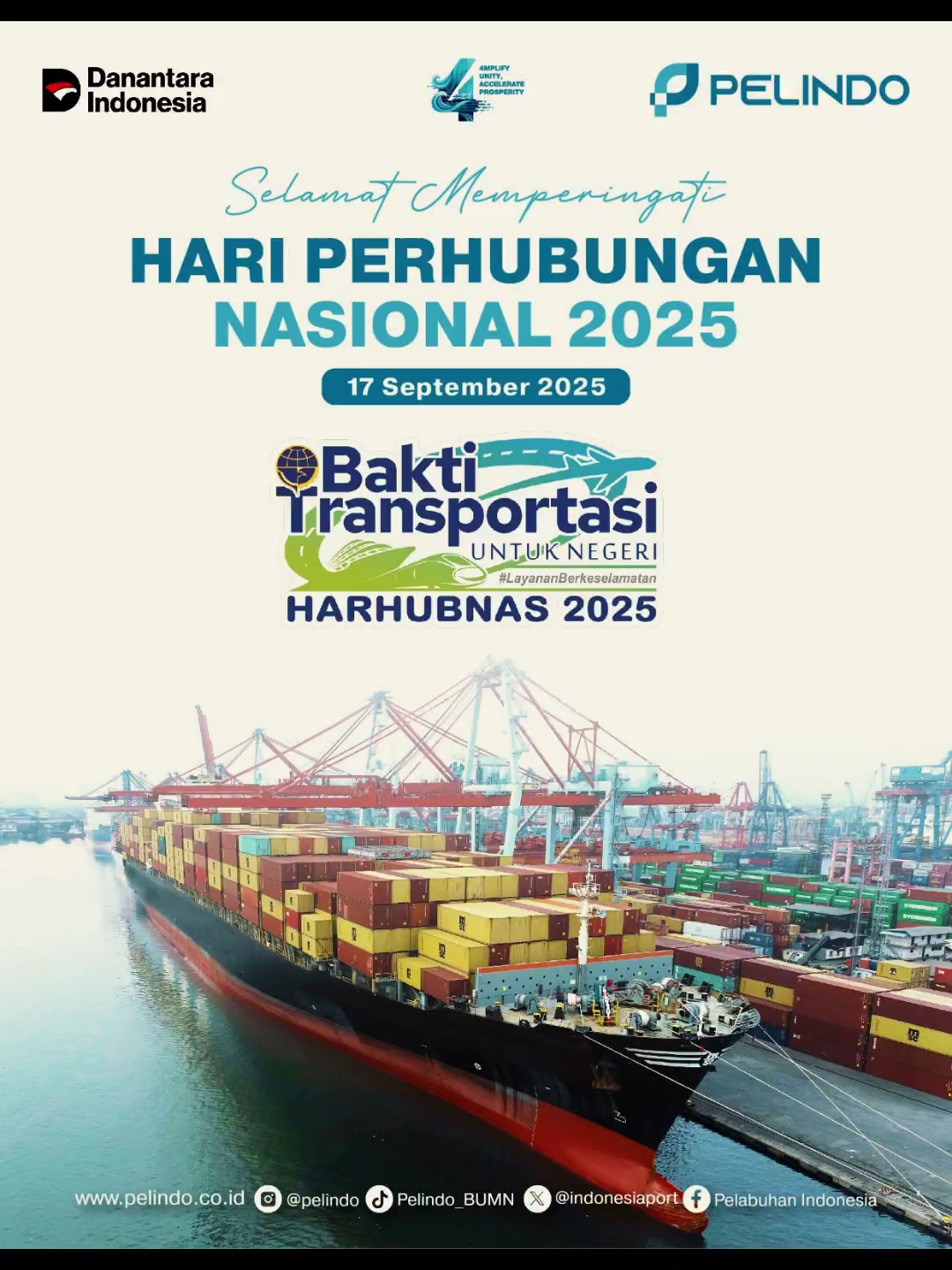 Pelindo Regional 1 Cabang Lhokseumawe mengucapkan, Selamat Hari Perhubungan Nasional 2025! 🚢✨ #Harhubnas bukan sekadar peringatan, tapi momentum untuk meneguhkan kesadaran dan tanggung jawab kita semua dalam menghadirkan pelayanan jasa perhubungan yang lebih baik. Dengan tema tahun ini, “Bakti Transportasi untuk Negeri”, kita dimaknai untuk terus menyalakan semangat kolaborasi dan pengabdian seluruh insan transportasi dalam membangun sistem transportasi nasional yang terintegrasi, berkelanjutan, dan mengutamakan keselamatan. ⚓🇮🇩 Yuk #Portizen, bersama kita dukung kemajuan transportasi Indonesia menuju masa depan yang lebih maju, selamat, dan berdaya saing global. 🌏🔥 #HariPerhubunganNasional2025 #Harhubnas2025 #PelindoRegional1Lhokseumawe #PelindoGroup #4mplifyUnity #4AccelerateProsperity