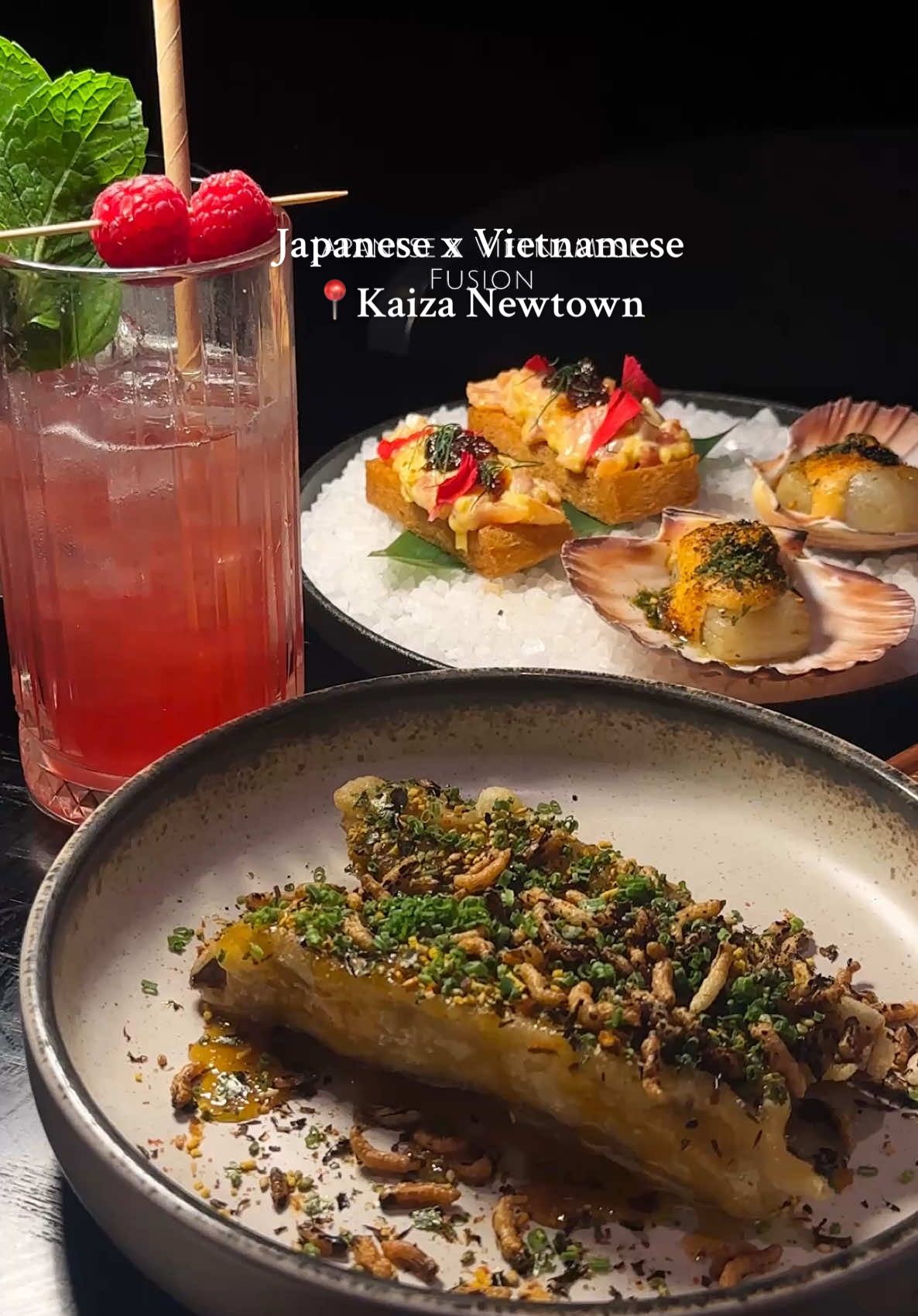 🇯🇵 Japanese meets Vietnamese 🇻🇳 at📍 Kaiza, Newtown ✨ Serving up a 9-course Kaiza Voyage set menu for just $89 per person. It’s the perfect balance of Japanese precision and Vietnamese flavour. Highlights included: wagyu tataki, sashimi, scallops, crispy eggplant, lamb ribs… and so much more 🤩 [invite]  @CPM ONLINE MARKETING  #kaiza #kaizanewtown #newtownrestaurant #asianfusion #sydneyrestaurant 