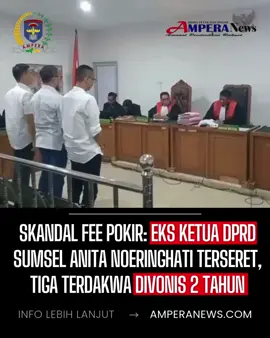 Palembang – ( AmperaNews.com ) Pengadilan Tipikor PN Palembang menjatuhkan vonis 2 tahun penjara kepada tiga terdakwa kasus korupsi fee pokir Sumsel, Rabu (17/9/2025). Mereka adalah Arie Martharedo, Apriansyah, dan kontraktor Wisnu Andrio Fatra, serta diwajibkan membayar denda Rp50 juta subsider 1 bulan kurungan. Kasus ini mencuat dari pembagian fee proyek di Dinas PUPR Banyuasin yang disebut mengalir hingga mantan Ketua DPRD Sumsel, Anita Noeringhati, meski ia belum ditetapkan tersangka. Tiga terdakwa menyatakan menerima putusan, sementara Jaksa Penuntut Umum masih mempertimbangkan langkah hukum berikutnya. Berita lengkap bisa dibaca di AmperaNews.com #Korupsi #FeePokir #Sumsel #Palembang #BeritaTerkini          