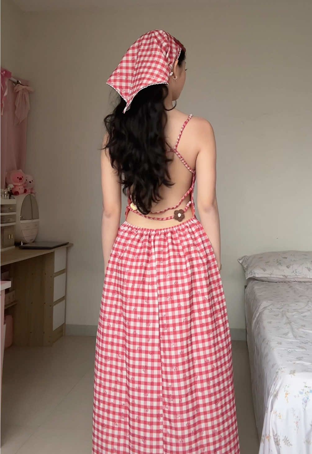 AAA I LOVE THIS DRESS 😭🍒 #ayajdress #picnicoutfit #ginghamdress #longdress #cuteoutfit 